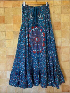 Figue "Lucinda" Blue Floral Maxi Skirt - Size M